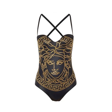 black and gold versace swimsuit|Versace bikini top.